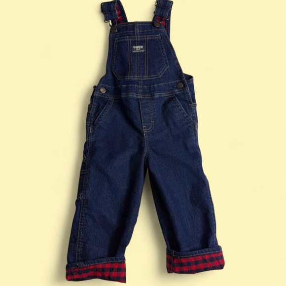 OshKosh B'gosh Dark Blue Overalls with Red Accents - Picture 1 of 10